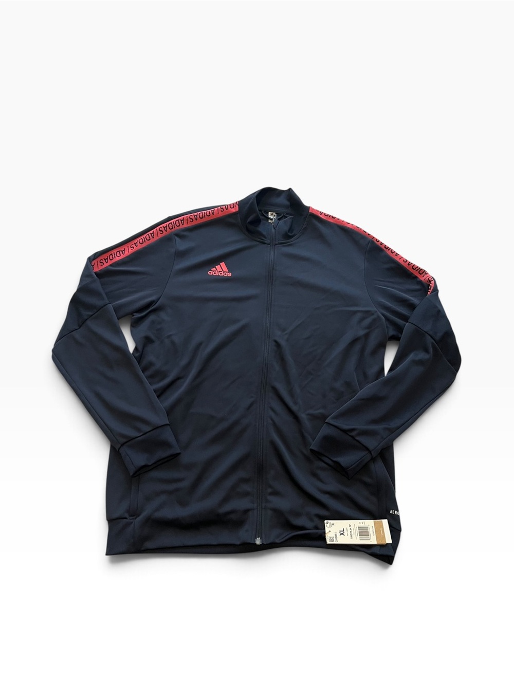 adidas Navy Track Jacket with Pink Shoulder Tape
